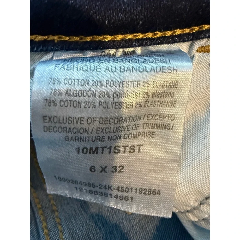 Wrangler Womens High Rise True Straight Jeans Dark Wash Denim 6x32 10MT1STST